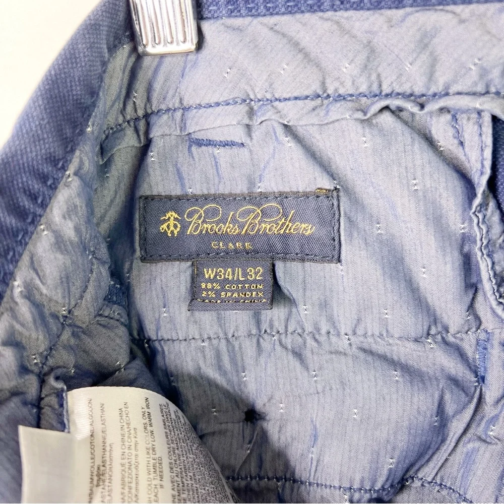 Brooks Brothers Clark Fit Chino Pants Blue Straight Leg Trousers Cotton W34 L32 - Picture 8 of 10